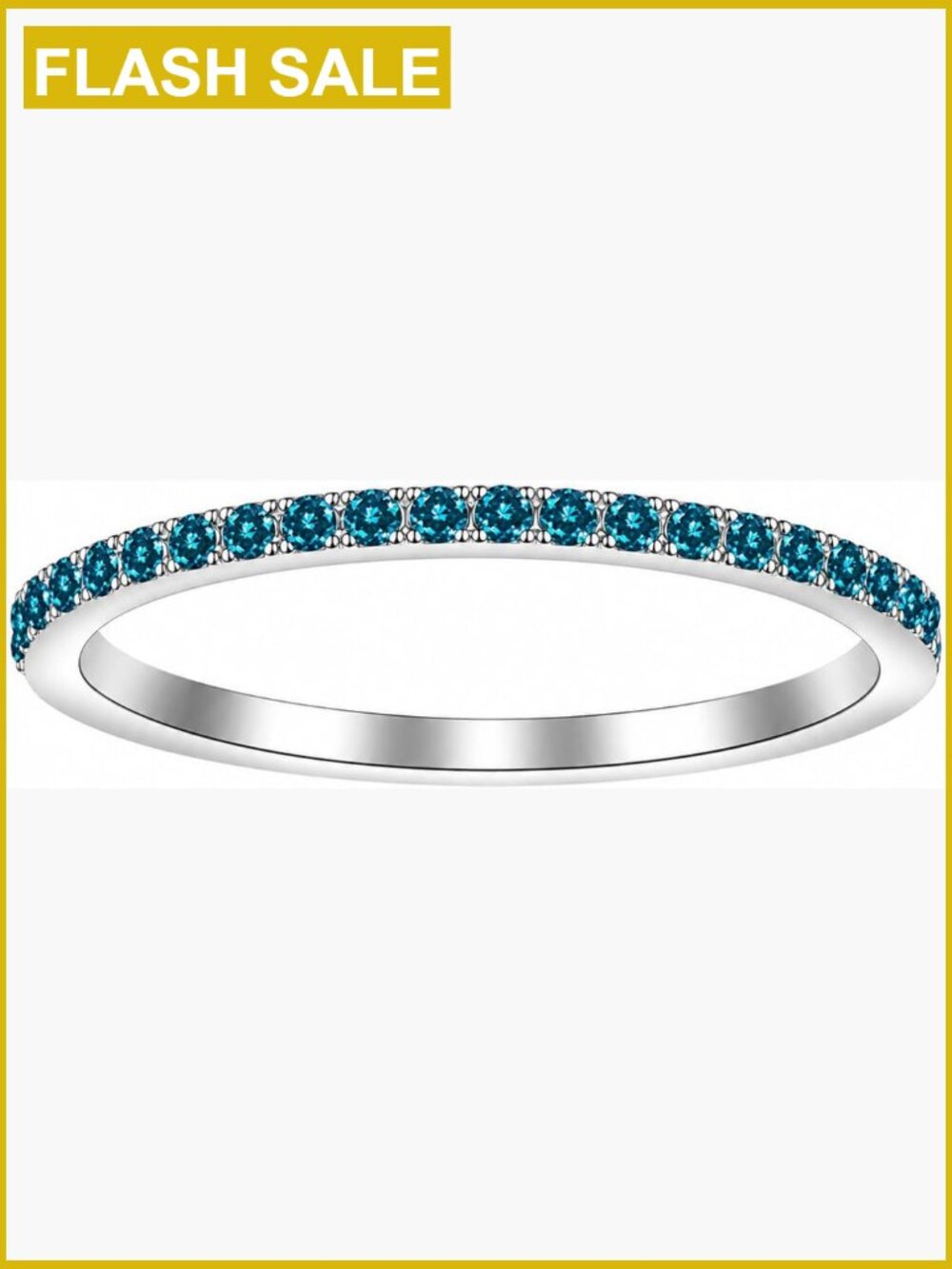Stackable Cubic Zirconia Stainless Steel Birthstone Ring Eternity Ring